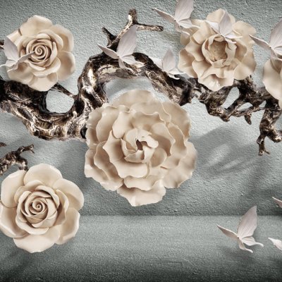 фотообои Ветка сливочной розы