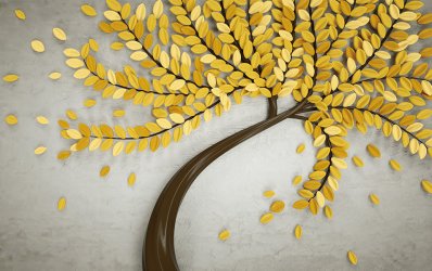фотообои Дерево с золотыми листьями