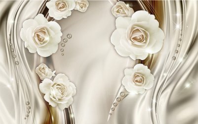 фотообои Розы на серебряном шелке
