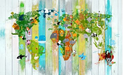 фотообои Цветная Карта мира на досках
