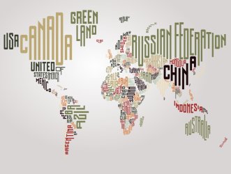 фотообои Карта мира из названий стран