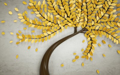 фотообои Дерево с золотыми листьями