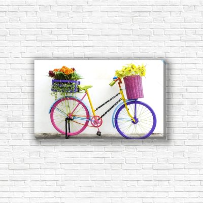модульные картины Велосипед и цветы